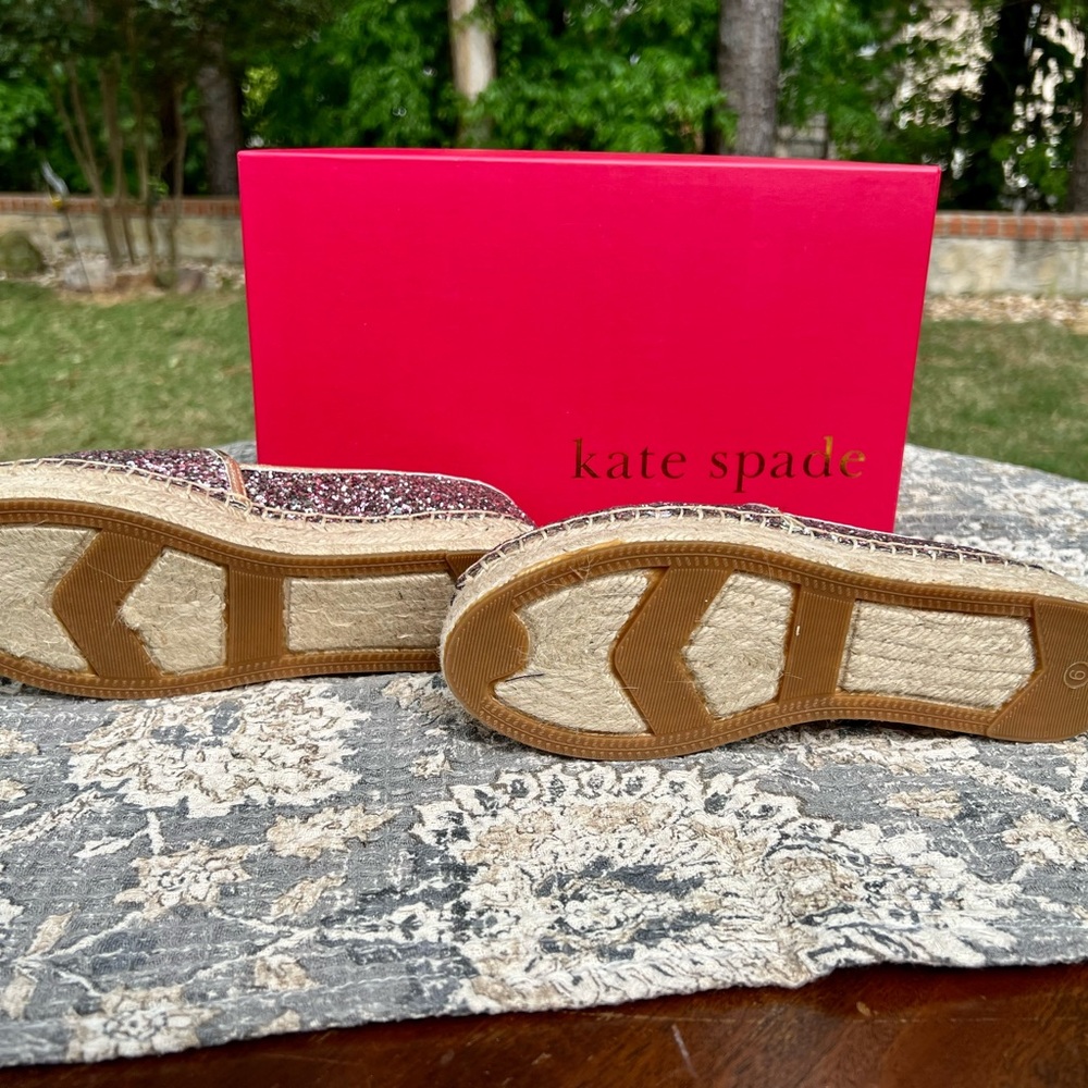 NWB - Kate Spade Rose Gold Glitter Espadrilles - Size 6 - Picture 10 of 14